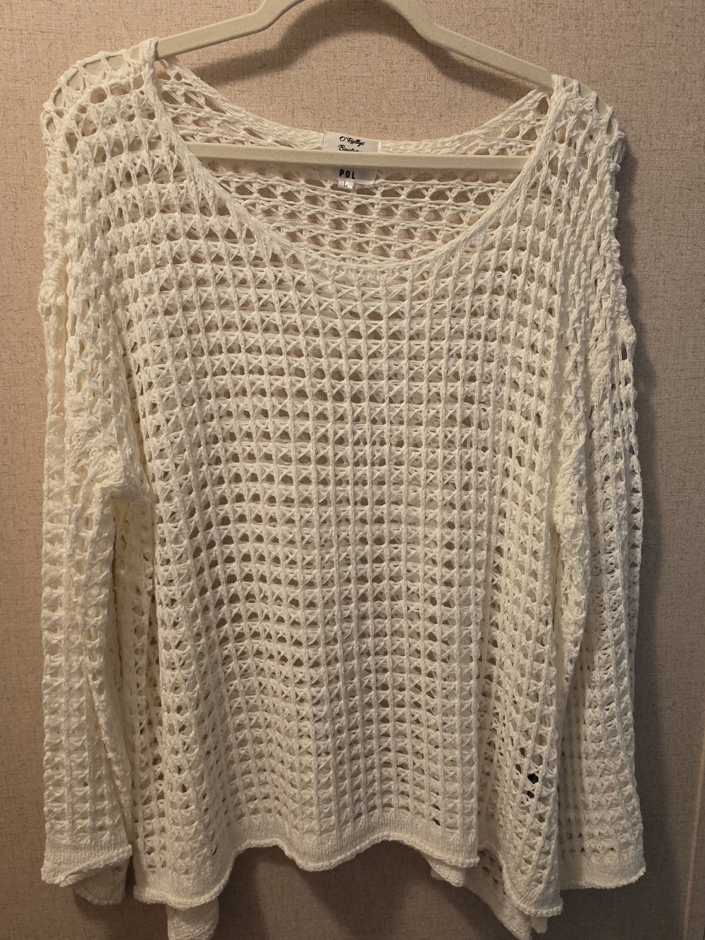 POL White Open Mesh Knit Sweater Top
